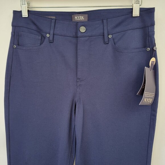 NYDJ Ponte Knit Marilyn Straight Leg Pants Navy Size 6 - Picture 2 of 15
